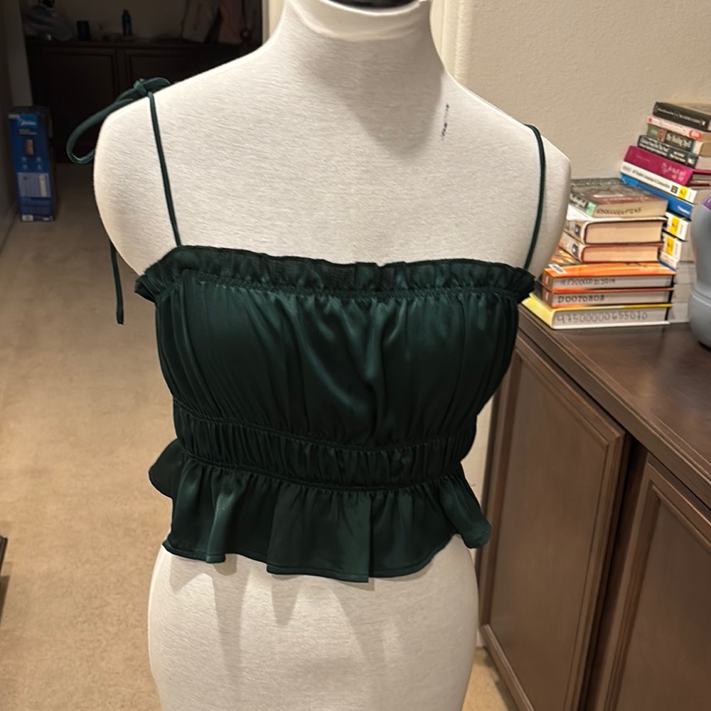 Elegant Green Satin Women's Top